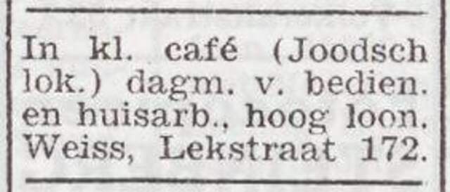 Advertentie van Adolf Weiss