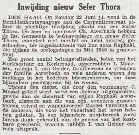 Ter herinnering aan Raphael Awerbach