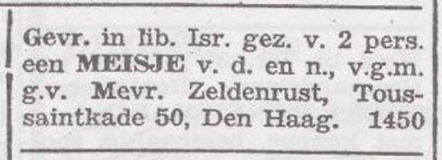 Advertentie van Engeltje Zeldenrust-van Gelder