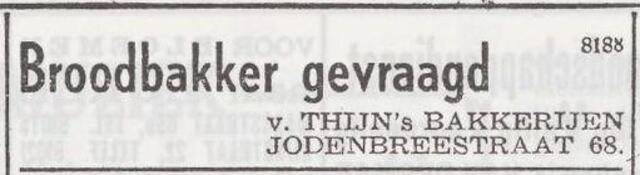 Advertentie van bakker Salomon van Thijn