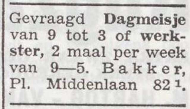 Advertentie van Henriette Bakker-van Beem