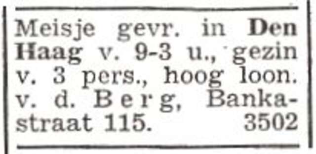 Advertentie van het gezin van den Berg