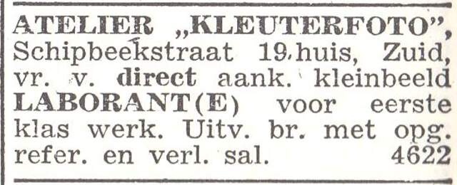 Advertentie van fotograaf Barend Lion Jacobs
