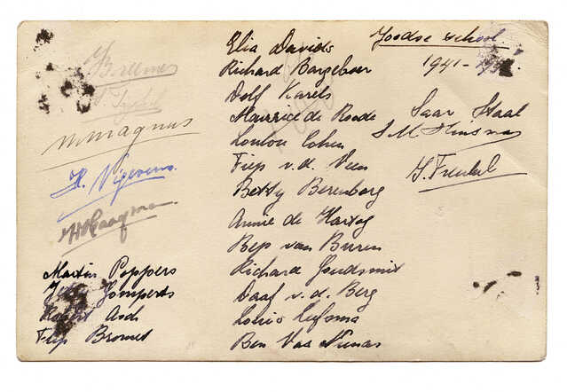At the back of the picture the signatures of the students