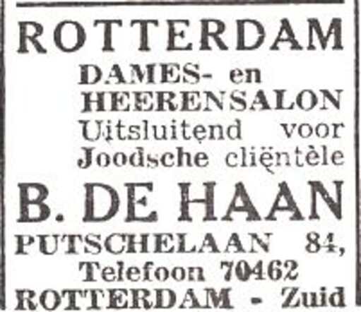 Advertentie van kapper Barend de Haan