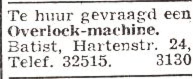 Advertentie van bontwerker Siegbert Batist