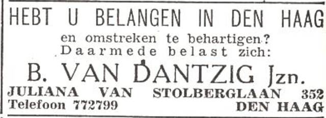 Advertentie van Benjamin van Dantzig