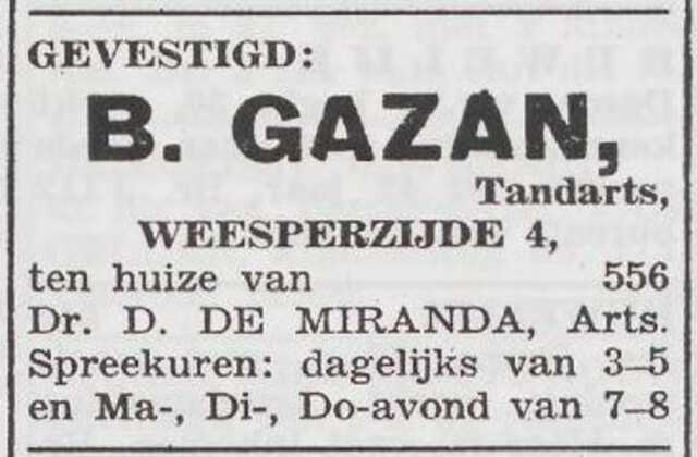 Advertentie van tandarts Benjamin Gazan