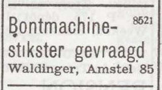 Advertentie van Benjamin Waldinger