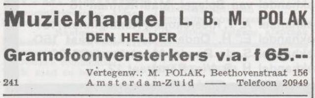 Advertentie van Levie Benoit Moise Polak