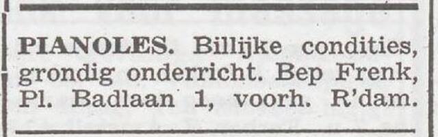 Advertentie van Rebecca Frenk