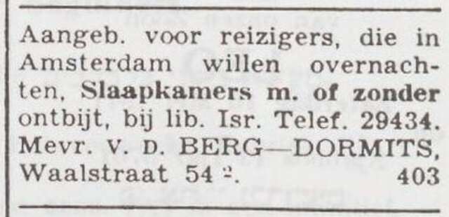 Advertentie van Klaartje van den Berg-Dormits