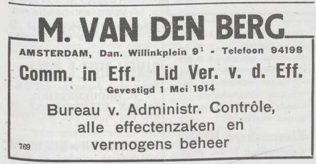 Advertentie van Maurits van den Berg