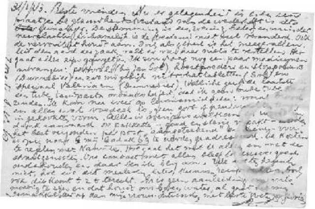 Letter of Bernard Leendert Perel from Westerbork