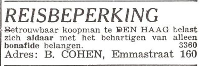 Advertentie van Bernard Cohen