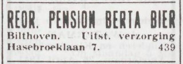 Advertentie van Berta Bier-Lewin