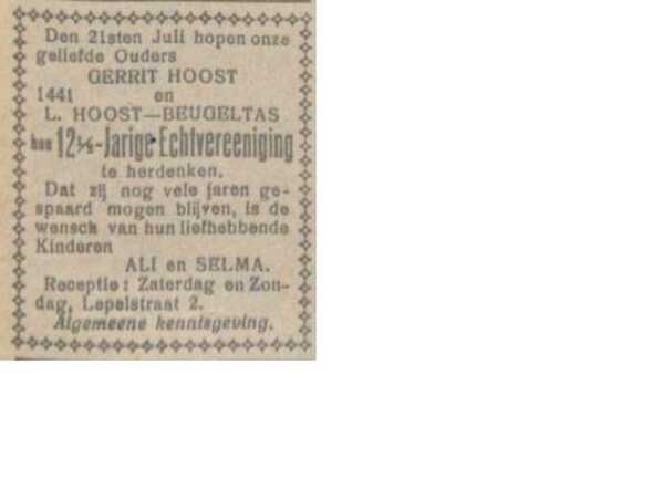 Gerrit Hoost en Leentje Hoost-Beugeltas