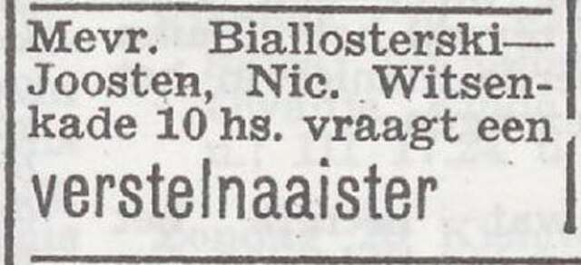 Advertentie van Jeanette Johanna Biallosterski-Joosten