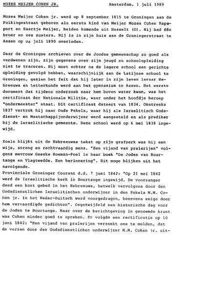 Biografie M.M. Cohen Rapoport