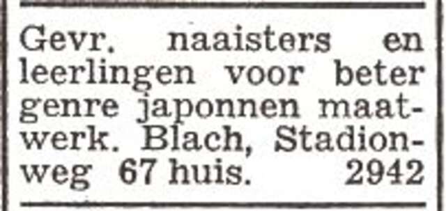Advertentie van Edith Blach-Nathan