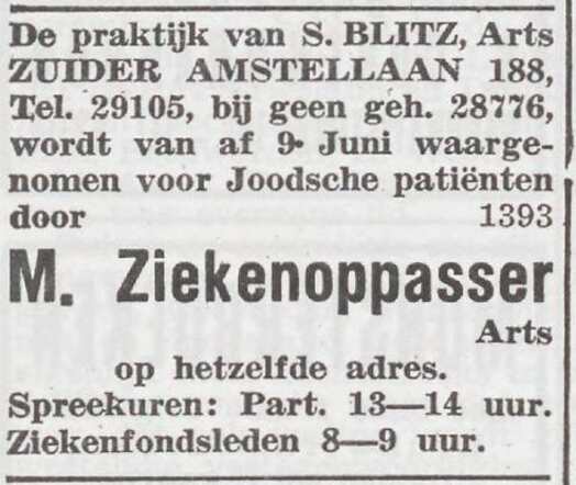 Mededeling van dr. M. Ziekenoppasser
