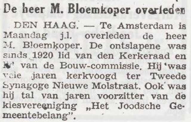 In Memoriam Marcus Bloemkoper
