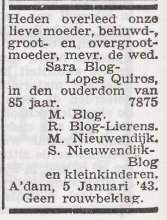 08-01-1943, Het Joodsche Weekblad.