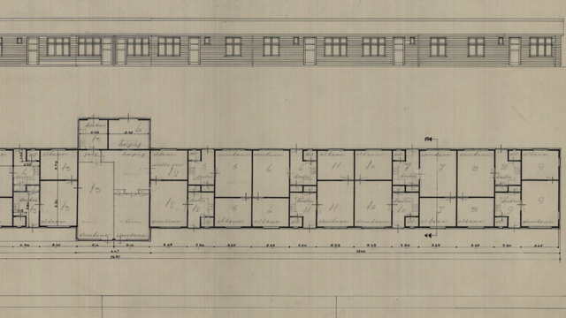 Bouwtekening Westerbork barak 38 (gelijk aan barak 15)