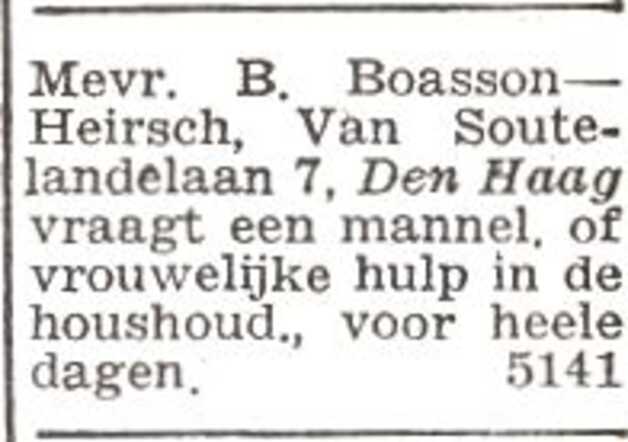 Advertentie van het gezin Heirsch