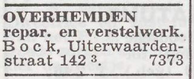 Advertentie van het gezin Bock