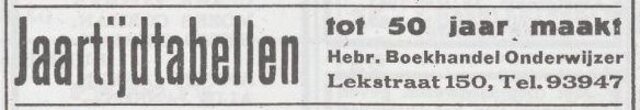 Advertentie van boekhandel Elias H. Onderwijzer