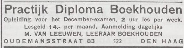 Advertentie van Mozes van Leeuwen
