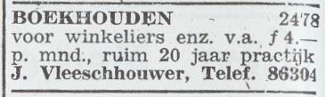 Advertentie van de heer Vlleeschhouwer