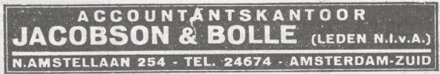 Advertentie van Izak Jacobson en Max Bolle