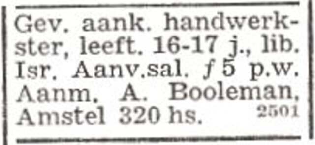 Advertentie van Alexander Booleman