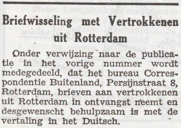 Mededeling van bureau correspondentie buitenland