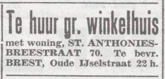 Advertentie van Salomon Isaac Brest