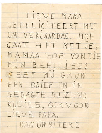 Briefje van Rita, vanuit de onderduik.