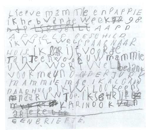 Briefje van Ati Kropveld aan haar ouders (1)