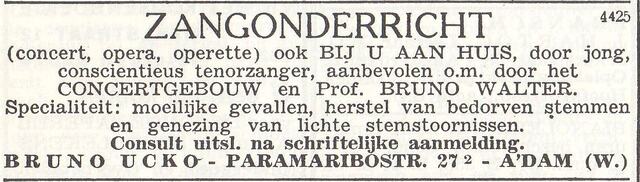 Advertentie van Bruno Ucko