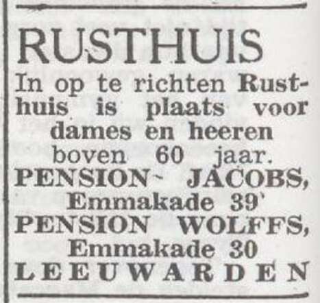 Advertentie van Benjamin Wolffs