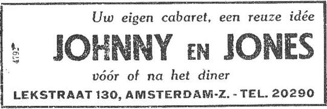 Advertentie van het duo Johnny & Jones