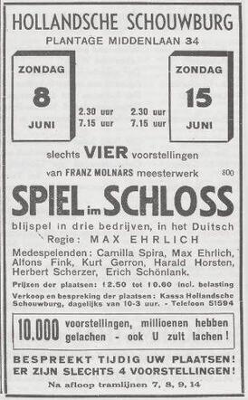 Voorstelling Hollandsche Schouwburg  met  Max Ehrlich