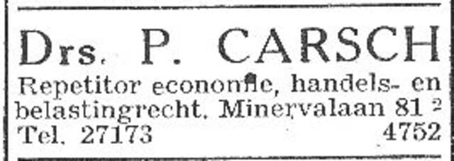 Advertentie van Paul Nathan Carsch