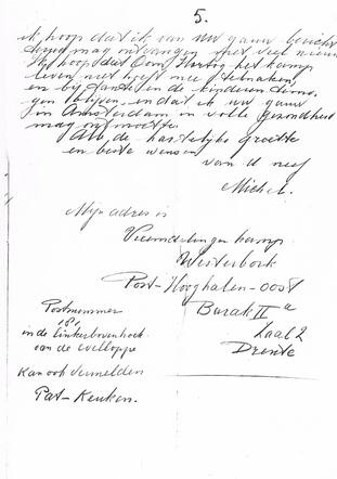 Brief van Michel Halberstadt aan zijn familie (5)
