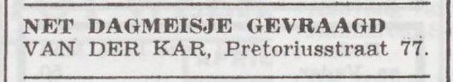 Advertentie van Celine van de Kar-Rubens