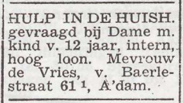 Advertentie van Christien de Vries-van Praag
