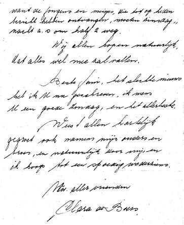 Letter written by Clara de Boers