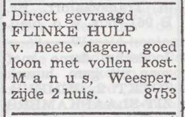 Advertentie van het gezin Manus