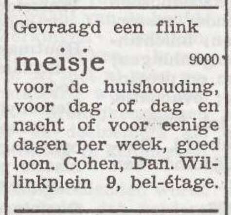 Advertentie van Rosalie Cohen-Cohen